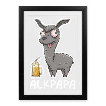 Alkpapa Alpaca with Beer Mug – Funny Saying - Framed poster (27 × 37 cm) - black - Front