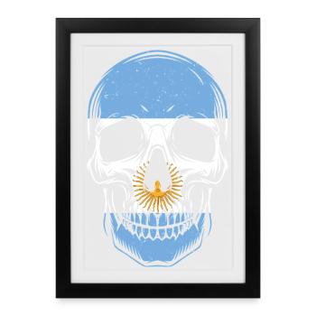 Skull Flag Argentina Vintage Skeleton - Framed poster (27 × 37 cm) - black - Front