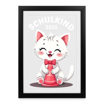 Schulkind 2026 Einschulung 2026 Schulanfang - Gerahmtes Poster (27 × 37 cm) - Schwarz - Vorne