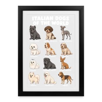 Italian Dog Breeds Cute Dogs - Framed poster (27 × 37 cm) - black - Front