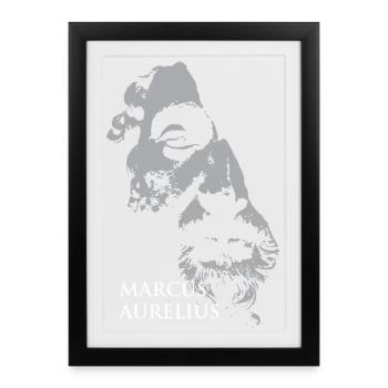 Marcus-Aurelius-Porträt in Grau - Gerahmtes Poster (27 × 37 cm) - Schwarz - Vorne