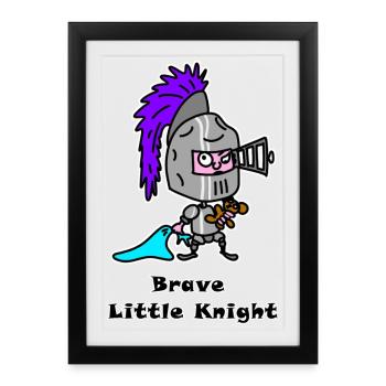 Petit Chevalier Courageux - Design de héros mignon - Affiche encadrée (27 × 37 cm) - noir - Devant