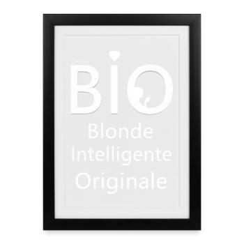 femme, femme humour, bio - Affiche encadrée (27 × 37 cm) - noir - Devant