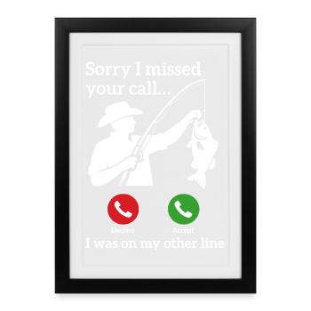 Les appels de pêche au pêcheur rétro vintage disent design - Affiche encadrée (27 × 37 cm) - noir - Devant