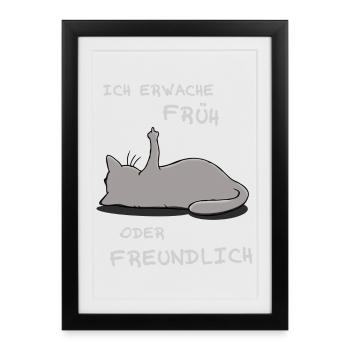 Je me lève tôt ou amical - Affiche encadrée (27 × 37 cm) - noir - Devant