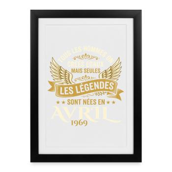 Légendaire depuis Avril 1969 - Vintage Avril 1969 - Affiche encadrée (27 × 37 cm) - noir - Devant