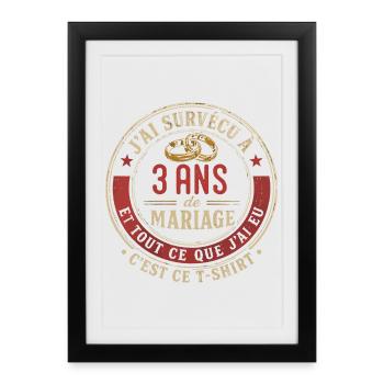 Humour Anniversaire : J'ai Survécu à 3 Ans - Affiche encadrée (27 × 37 cm) - noir - Devant