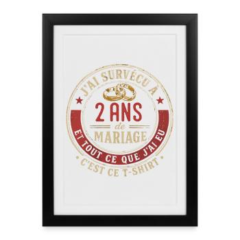 Humour Anniversaire : J'ai Survécu à 2 Ans - Affiche encadrée (27 × 37 cm) - noir - Devant