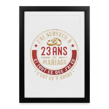 Humour Anniversaire : J'ai Survécu à 23 Ans - Affiche encadrée (27 × 37 cm) - noir - Devant
