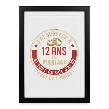 Humour Anniversaire : J'ai Survécu à 12 Ans - Affiche encadrée (27 × 37 cm) - noir - Devant