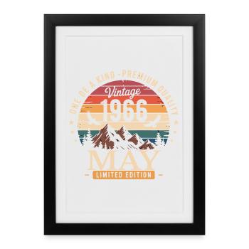 Vintage Mai 1966 Anniversaire Mai 1966 - Affiche encadrée (27 × 37 cm) - noir - Devant