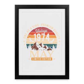 Vintage May 1974 Birthday May 1974 - Framed poster (27 × 37 cm) - black - Front