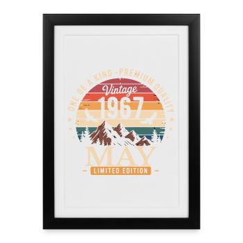 Vintage Mai 1967 Anniversaire Mai 1967 - Affiche encadrée (27 × 37 cm) - noir - Devant