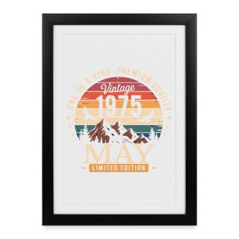 Vintage Mai 1975 Anniversaire Mai 1975 - Affiche encadrée (27 × 37 cm) - noir - Devant