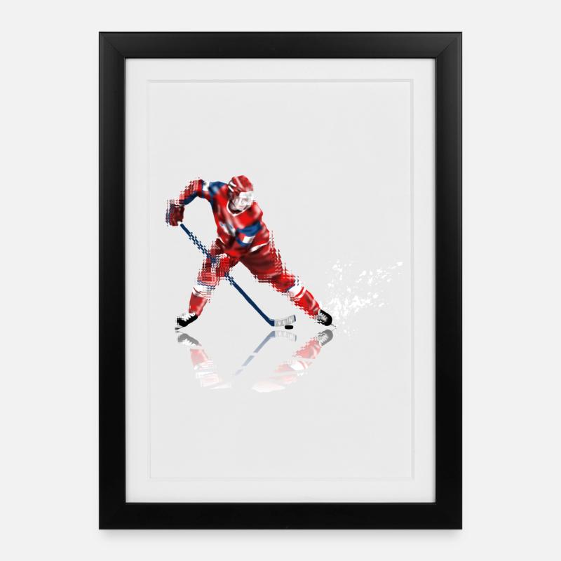 hockey - Affiche encadrée (27 × 37 cm) - noir