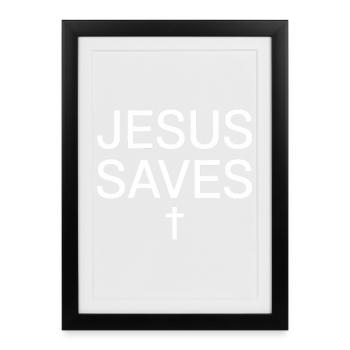 Jesus Saves Minimalist Cross Tee - Framed poster (27 × 37 cm) - black - Front