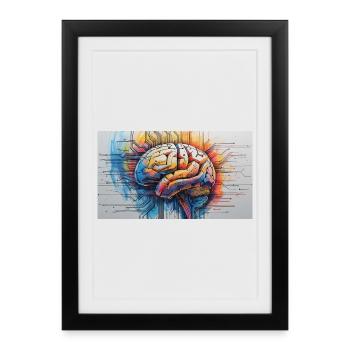Artificial Brain Colored Circuit - Framed poster (27 × 37 cm) - black - Front