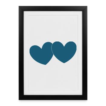 blue heart 2 hearts valentine's day - Framed poster (27 × 37 cm) - black - Front