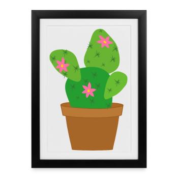 cactus - Affiche encadrée (27 × 37 cm) - noir - Devant