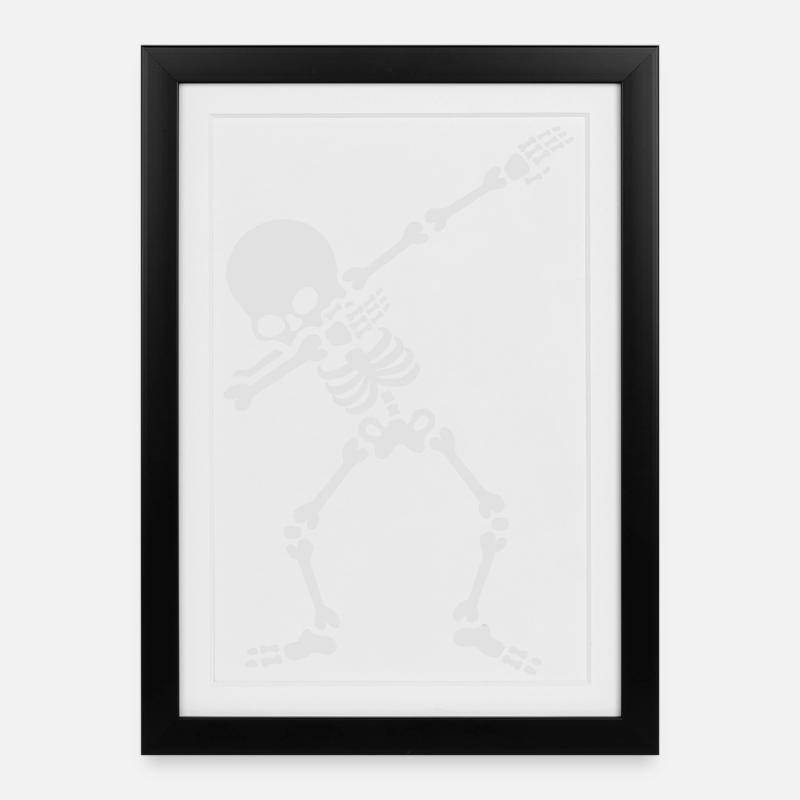 Dabbing squelette dab dance Halloween - Affiche encadrée (27 × 37 cm) - noir