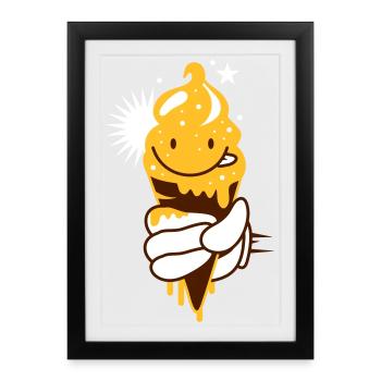 Kawaii Eis in der Hand - Gerahmtes Poster (27 × 37 cm) - Schwarz - Vorne