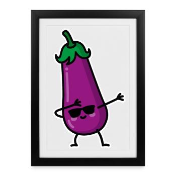 Dab Dabbing aubergine penis emoji texting meme sex - Framed poster (27 × 37 cm) - black - Front