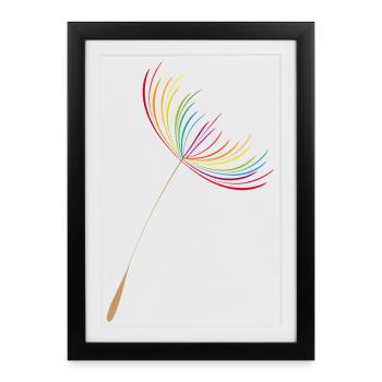 graines de pissenlit colorées et en filigrane (pissenlit) - Affiche encadrée (27 × 37 cm) - noir - Devant