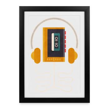 Retro Walkman Headphones Vintage Mixtape - Framed poster (27 × 37 cm) - black - Front