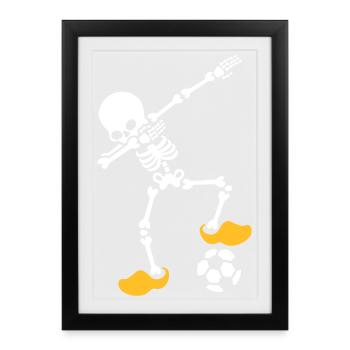 Dab dabbing squelette Pays-Bas Orange Championnat d’Europe de football - Affiche encadrée (27 × 37 cm) - noir - Devant
