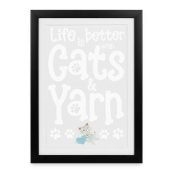 Knitting knitting yarn - Framed poster (27 × 37 cm) - black - Front