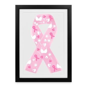 ruban octobre rose solidarité cancer - Affiche encadrée (27 × 37 cm) - noir - Devant