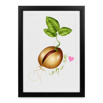 germination de graines - jardinage avec amour - Affiche encadrée (27 × 37 cm) - noir - Devant