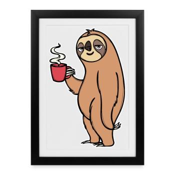 Animal Late Riser Sloth Mammal Lazy Tired - Framed poster (27 × 37 cm) - black - Front