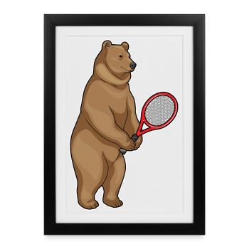 Raquette Tenni Bear Tennis Tenni - Affiche encadrée (27 × 37 cm) - noir - Devant