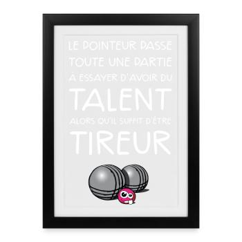 boules pétanque tireur dicton - Affiche encadrée (27 × 37 cm) - noir - Devant