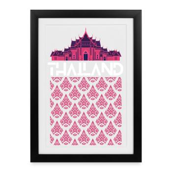 Thai Temple Pink Pattern - Framed poster (27 × 37 cm) - black - Front