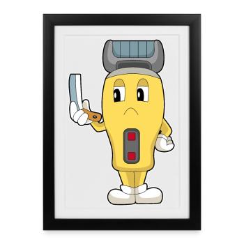 Rasoir Coiffeur Rasoir - Affiche encadrée (27 × 37 cm) - noir - Devant