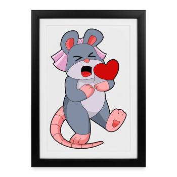 Mariage Mouse Bride Veil - Affiche encadrée (27 × 37 cm) - noir - Devant