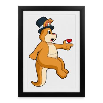 Kangourou Groom Top Cylinder Mariage - Affiche encadrée (27 × 37 cm) - noir - Devant