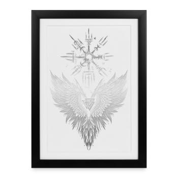 Raven Odin Vegvisir Valknut - Framed poster (27 × 37 cm) - black - Front