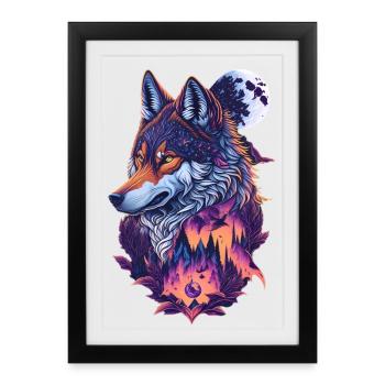Loup - Affiche encadrée (27 × 37 cm) - noir - Devant