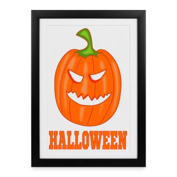 Pumpkin Halloween with lettering - Framed poster (27 × 37 cm) - black - Front
