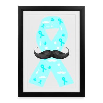 ruban novembre bleu moustache sensibilisation - Affiche encadrée (27 × 37 cm) - noir - Devant
