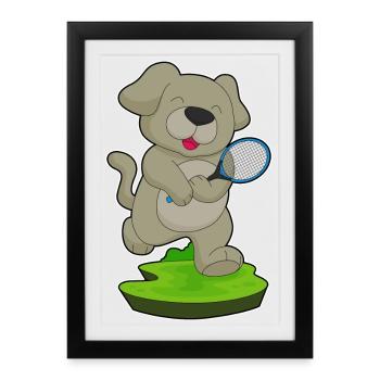 Sport de raquette de tennis pour chien - Affiche encadrée (27 × 37 cm) - noir - Devant