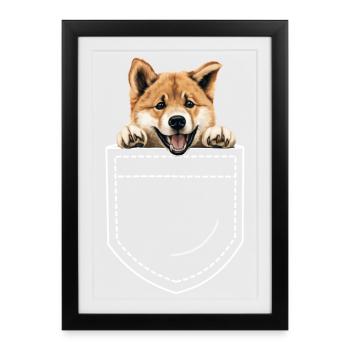 Dog Akita - Framed poster (27 × 37 cm) - black - Front