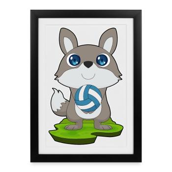 Dog Volleyball Player Volleyball Sports - Framed poster (27 × 37 cm) - black - Front