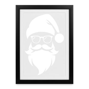 Masque de Portrait de tête de Père Noël - Affiche encadrée (27 × 37 cm) - noir - Devant