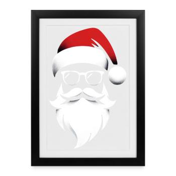 Masque de Portrait de tête de Père Noël - Affiche encadrée (27 × 37 cm) - noir - Devant