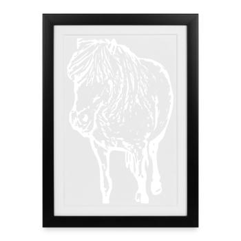Cheval Blanc Chevaux Blancs T-shirt Cadeau Cavalier - Affiche encadrée (27 × 37 cm) - noir - Devant