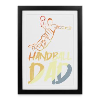 Papa handballeur - Affiche encadrée (27 × 37 cm) - noir - Devant